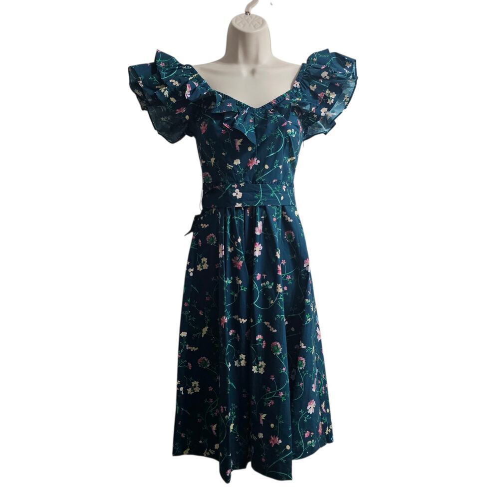 HILL HOUSE The Ava Midi Dress in Moody Floral Size XXS